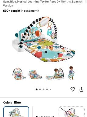 Fisher-Price Baby Play Gym with Musical Keyboard - Blue Accents- SPANISH VERSION